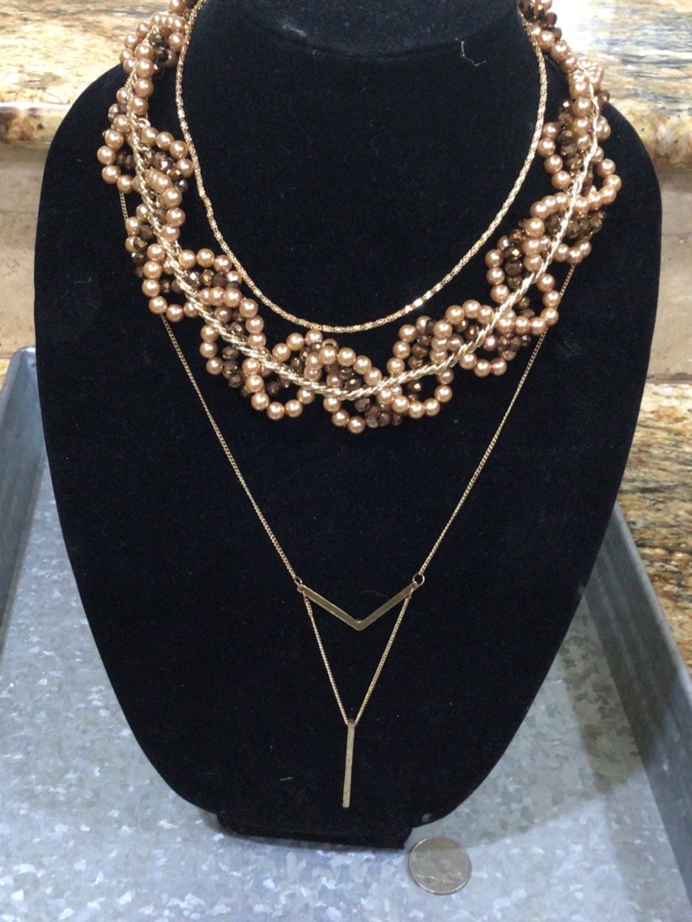 Lot of three fashion jewelry necklaces. All in great shape.
